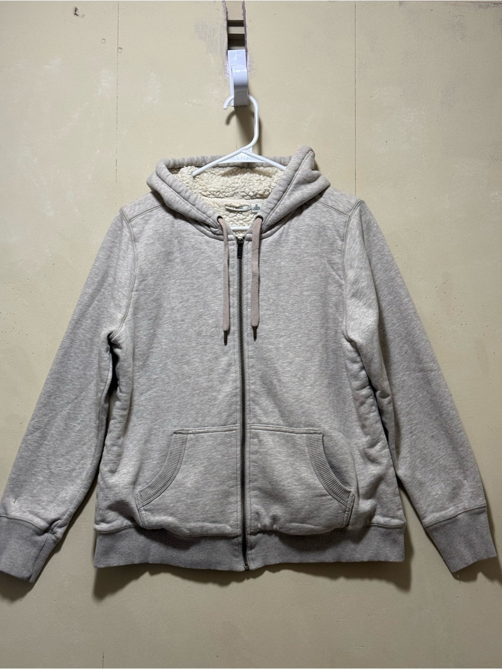 Vintage L.L. Bean Sherpa-Lined Zip Up Hoodie Jacket Women’s Sz M Gray - Picture 8 of 9